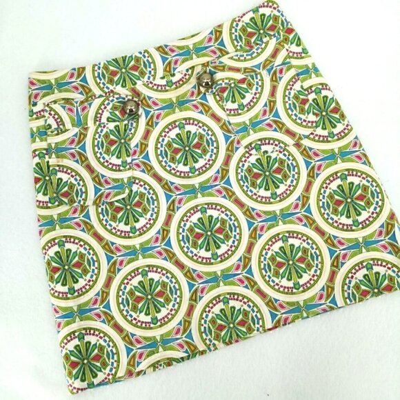 Melly M Women's 2 Colorful Geometric Button Skirt - Picture 3 of 10